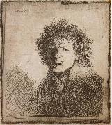 REMBRANDT Harmenszoon van Rijn Self-Portrait,Open-Mouthed,As if Shouting France oil painting artist